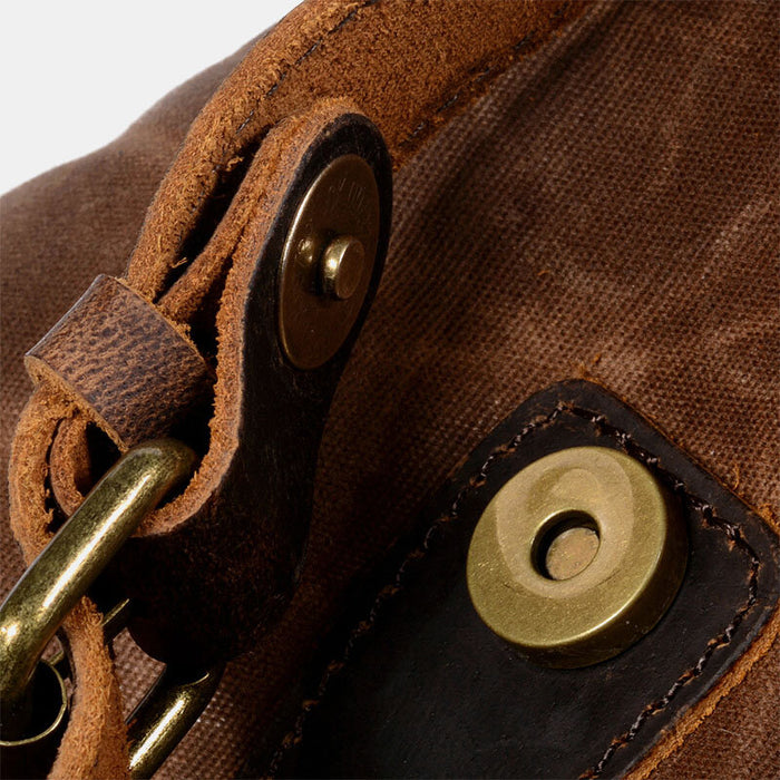 Large Vintage Waxed Canvas Leather Backpack