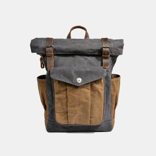 Waxed Canvas Roll Top Backpack Vintage Laptop Rucksack