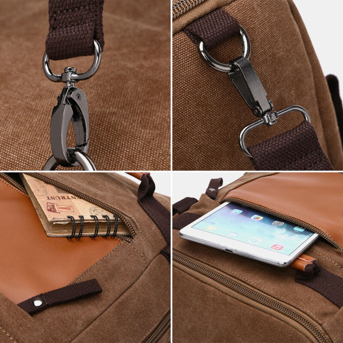Large Canvas Travel Backpack Vintage Duffle Bag