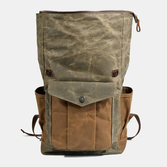Waxed Canvas Roll Top Backpack Vintage Laptop Rucksack