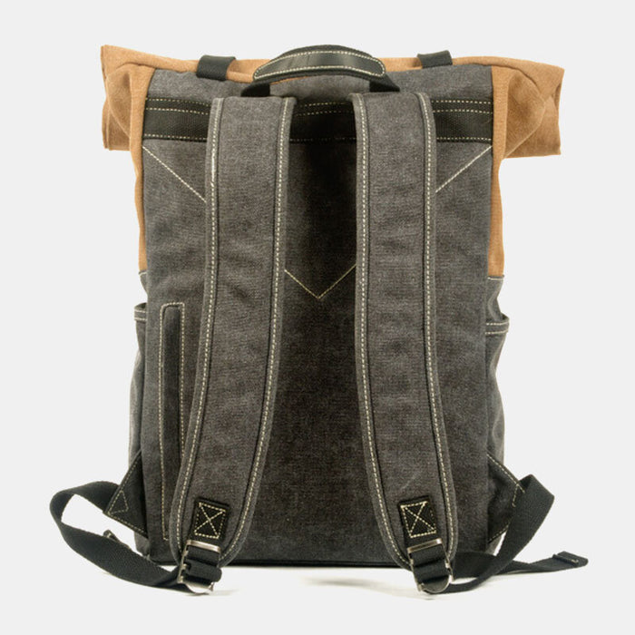 Vintage Waterproof Roll Top Canvas Backpack