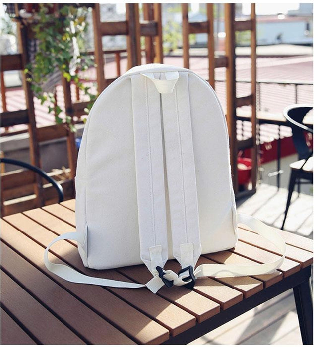 Simple Rose Embroidered Canvas Backpack