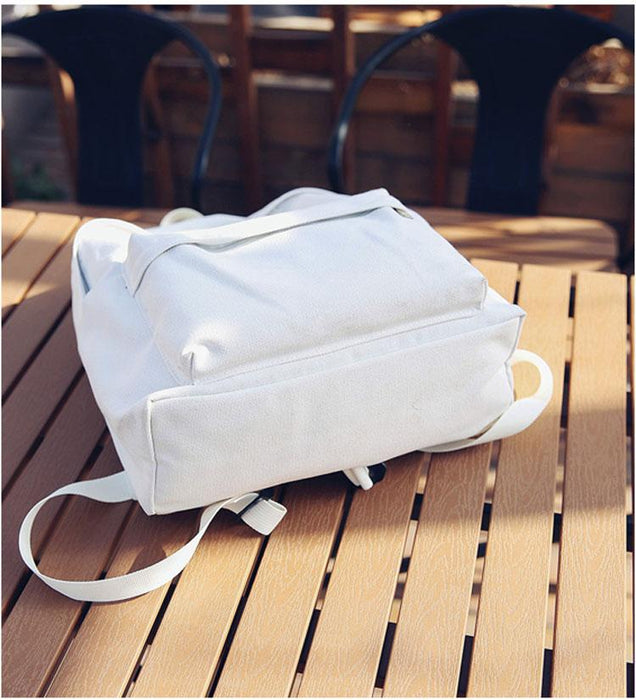 Simple Rose Embroidered Canvas Backpack