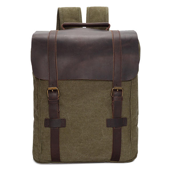 Vintage Canvas Leather Satchel Backpack Bookbag