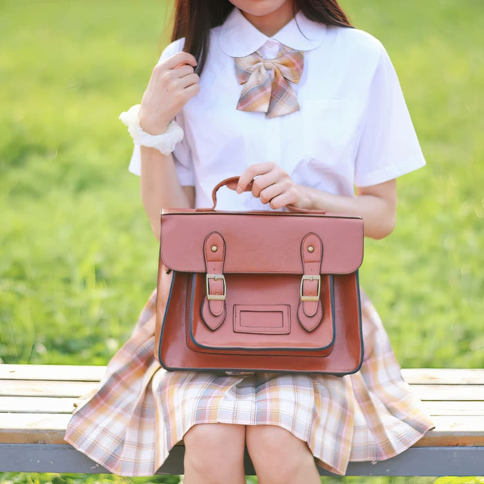 Vintage Faux Leather Satchel Backpack