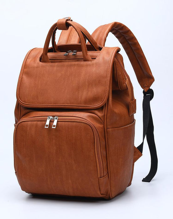 Faux Leather Diaper Bag Backpack