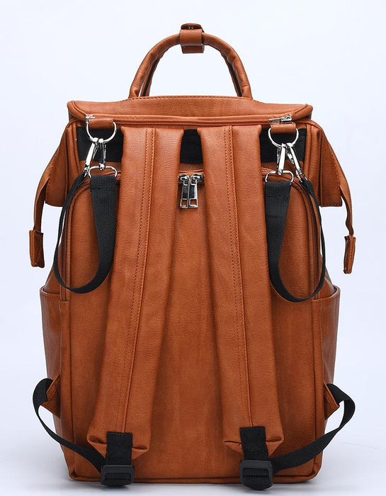 Faux Leather Diaper Bag Backpack