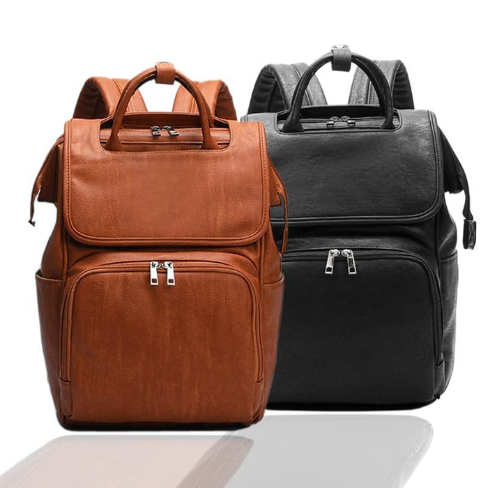 Faux Leather Diaper Bag Backpack