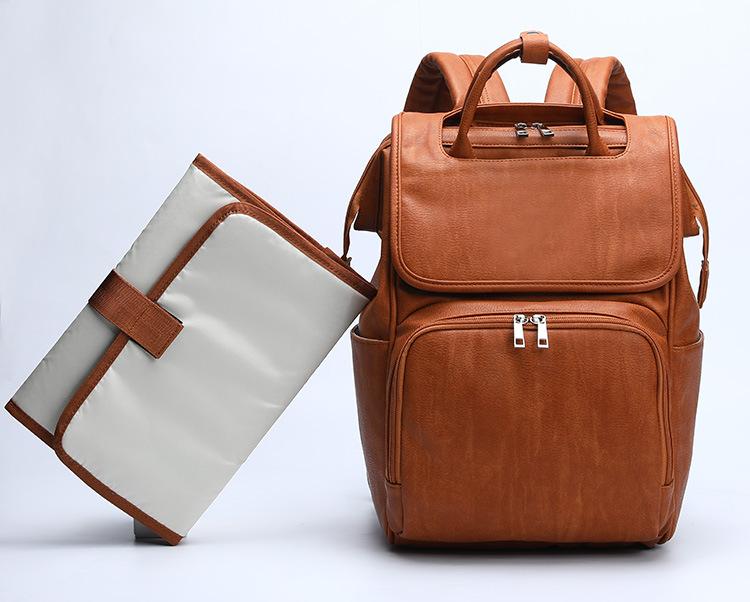 Faux Leather Diaper Bag Backpack