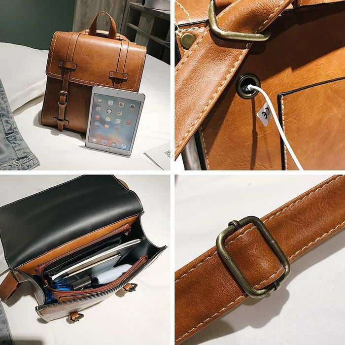 Faux Leather Mochila Satchel Backpack