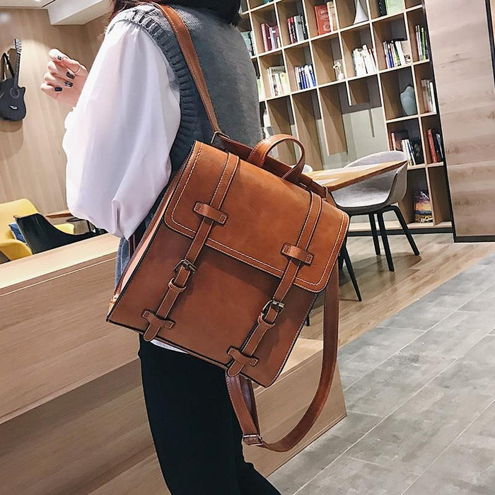 Faux Leather Mochila Satchel Backpack