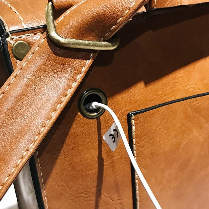 Faux Leather Mochila Satchel Backpack