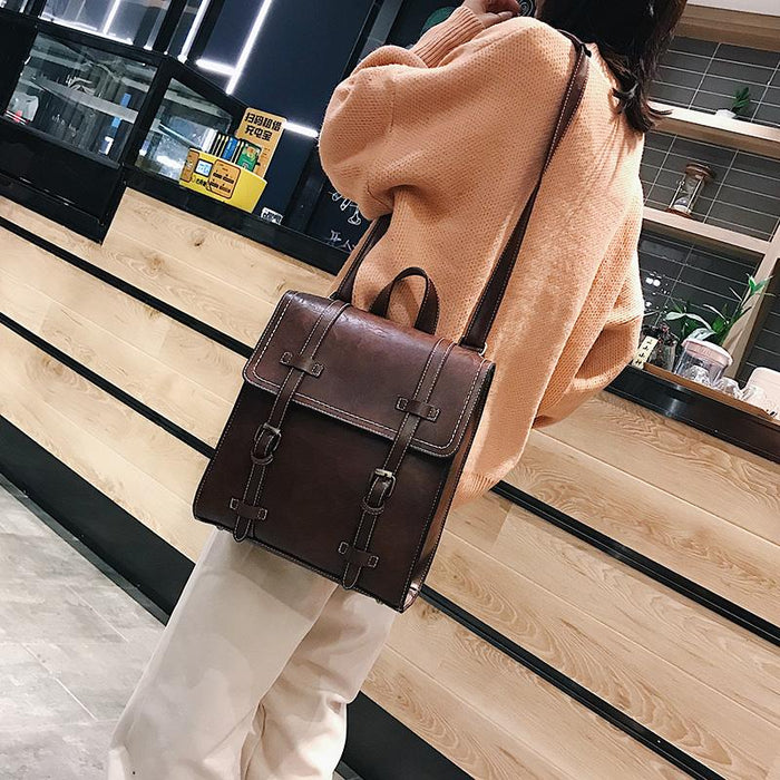 Faux Leather Mochila Satchel Backpack