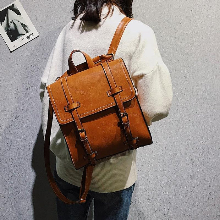 Faux Leather Mochila Satchel Backpack