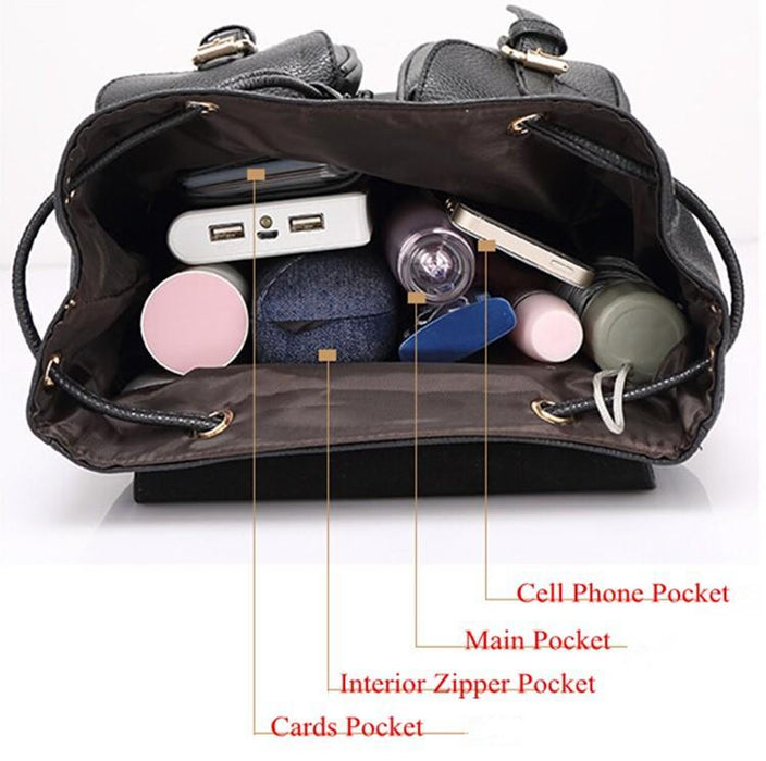Faux Leather Pocket Backpack