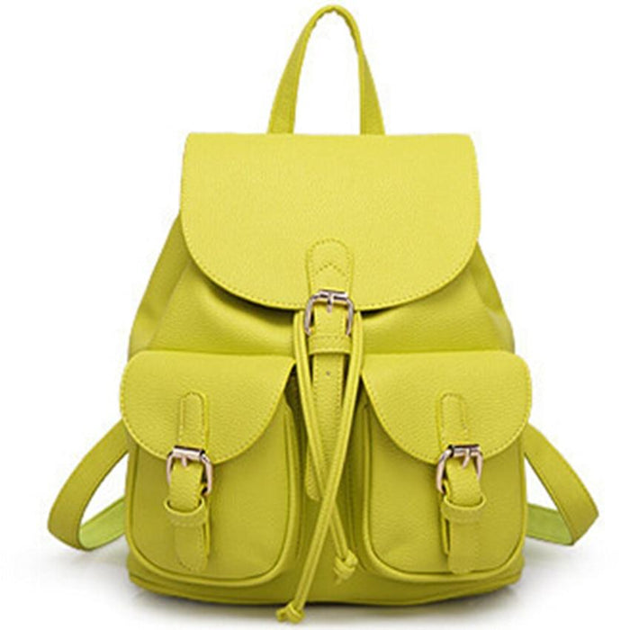 Faux Leather Pocket Backpack