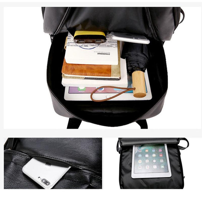 Faux Leather Travel Laptop Backpack