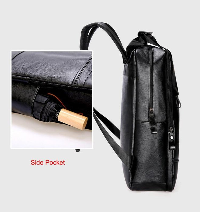 Faux Leather Travel Laptop Backpack
