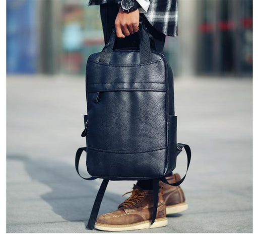 Faux Leather Travel Laptop Backpack