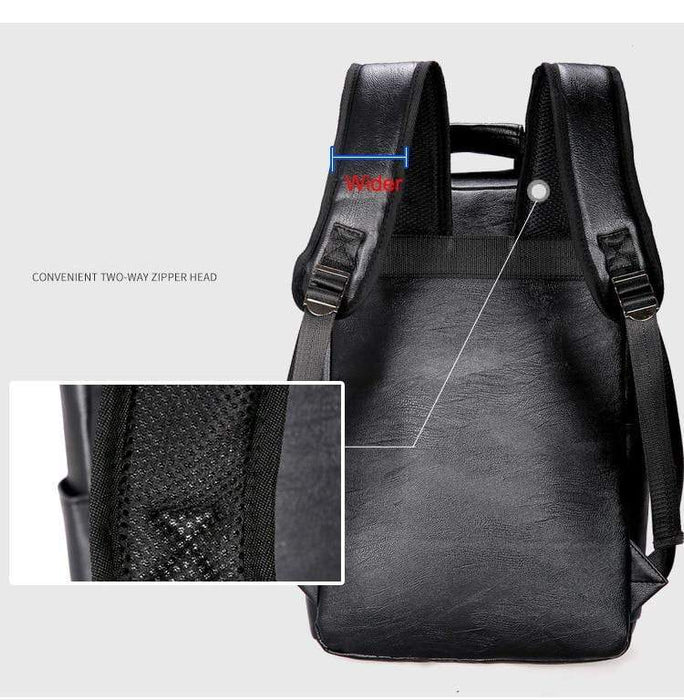 Faux Leather Travel Laptop Backpack