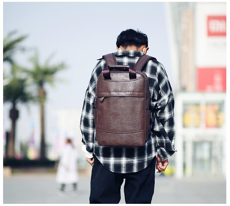 Faux Leather Travel Laptop Backpack
