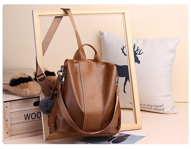 Vintage Faux Leather Backpack Purse