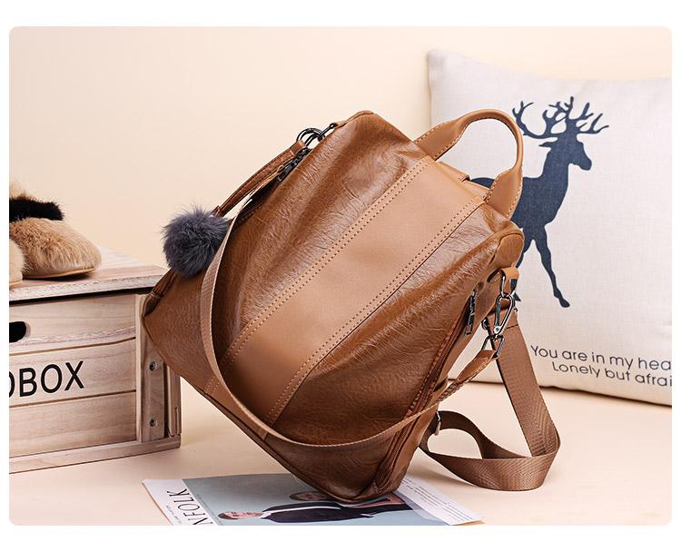 Vintage Faux Leather Backpack Purse