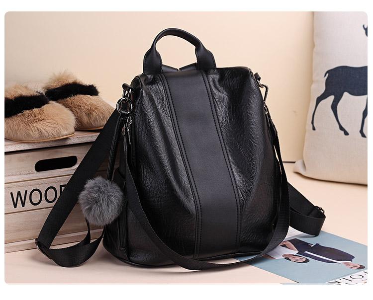 Vintage Faux Leather Backpack Purse