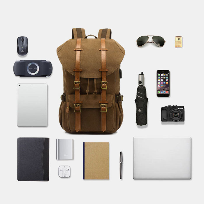 High Capacity Travel Laptop Canvas Backpack