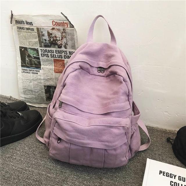 Front Pocket Small Canvas Backpack Plain Canvas School Backpack