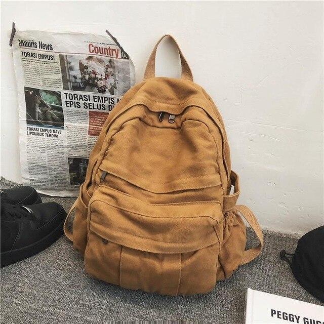 Front Pocket Small Canvas Backpack Plain Canvas School Backpack