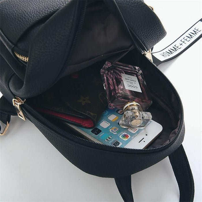 Fuzzy Ball - Pendant Mini Faux Leather Backpack