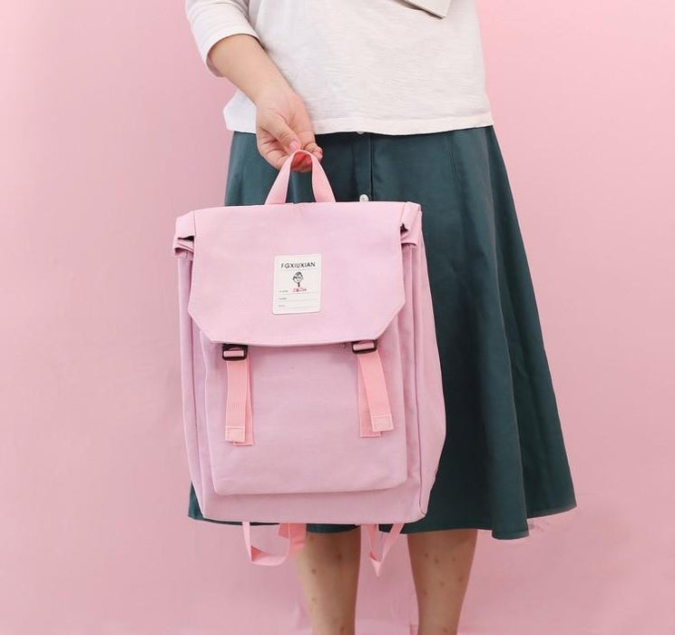 Japanese Style Teens Canvas School Backpack