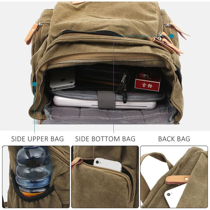 Large Vintage Travel Canvas Backpack