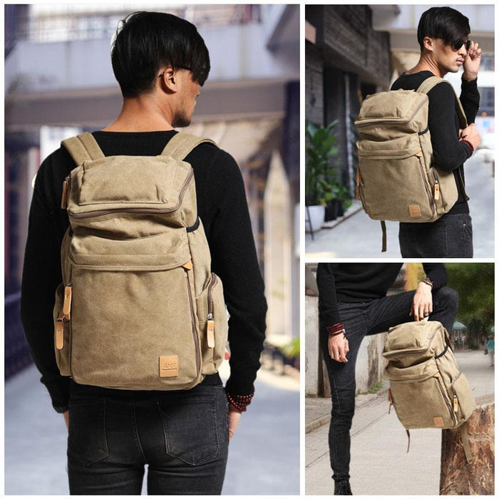 Large Vintage Travel Canvas Backpack