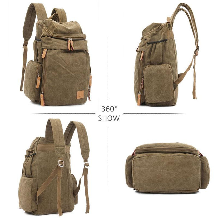 Large Vintage Travel Canvas Backpack