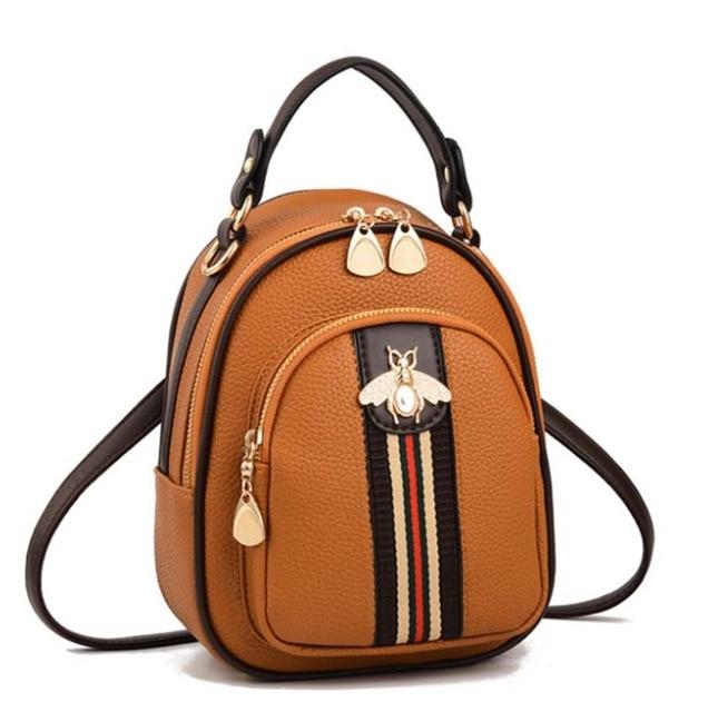 Mini Bee Faux Leather Backpack Purse