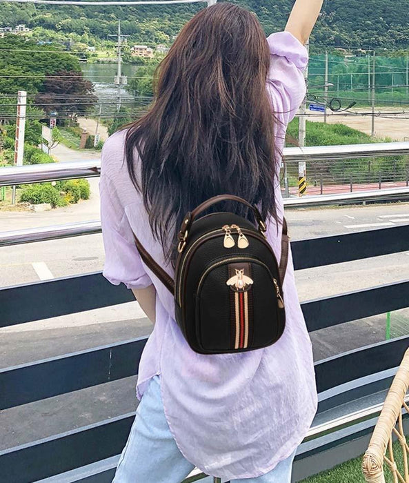 Mini Bee Faux Leather Backpack Purse
