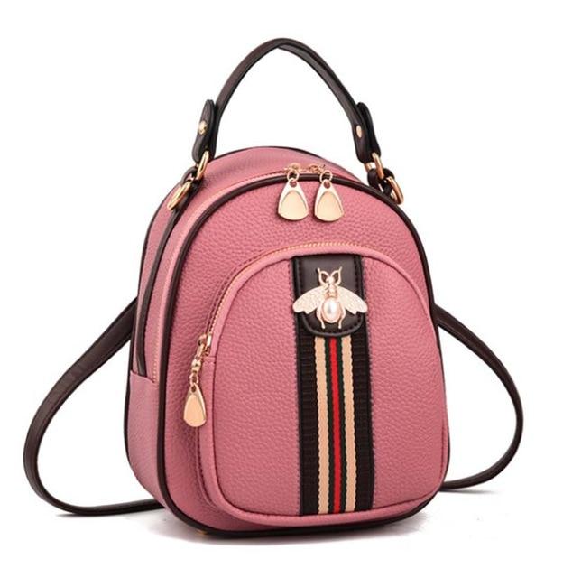 Mini Bee Faux Leather Backpack Purse