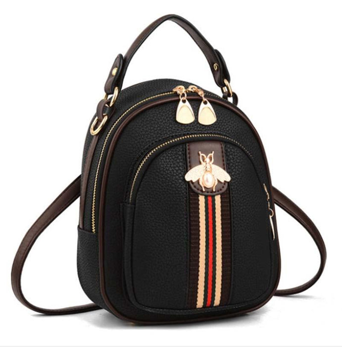 Mini Bee Faux Leather Backpack Purse