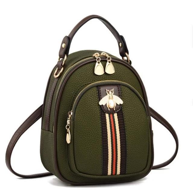 Mini Bee Faux Leather Backpack Purse