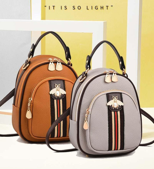 Mini Bee Faux Leather Backpack Purse