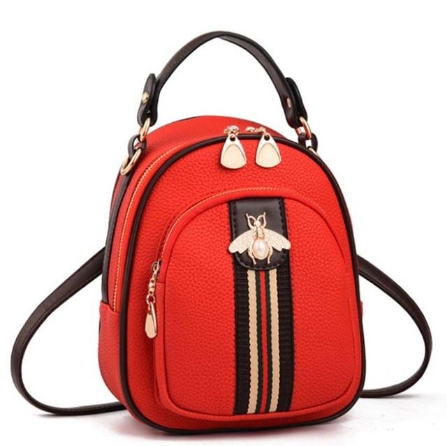 Mini Bee Faux Leather Backpack Purse