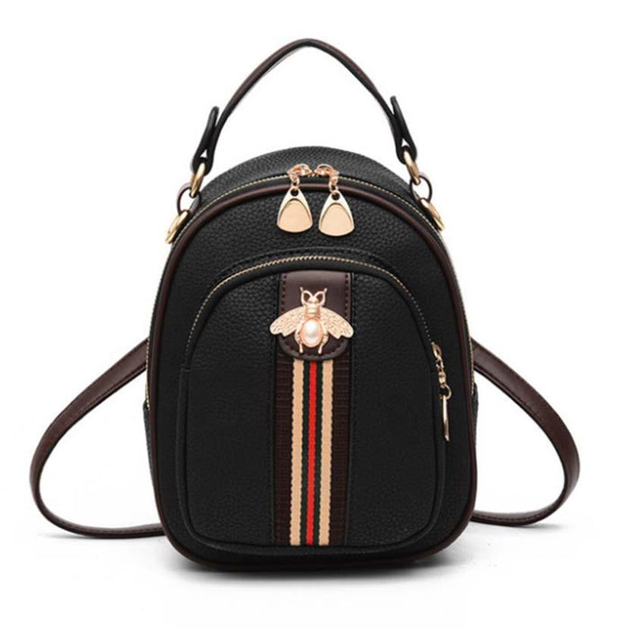 Mini Bee Faux Leather Backpack Purse