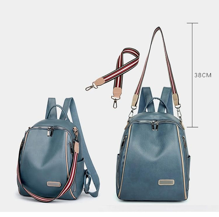 Multi-Strap Faux Leather Backpack