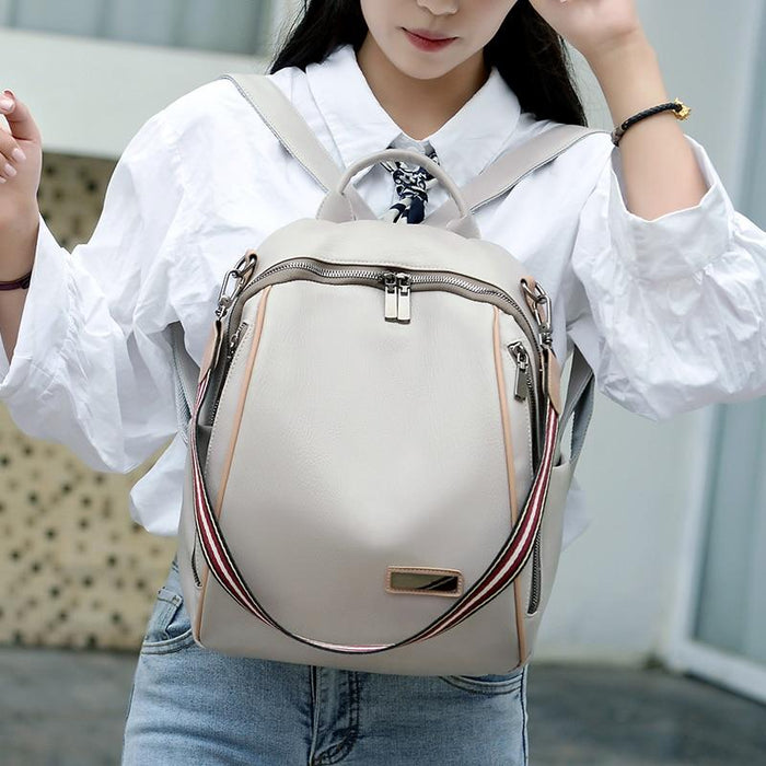 Multi-Strap Faux Leather Backpack
