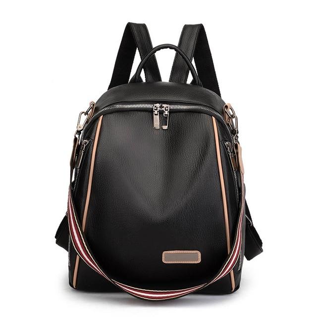 Multi-Strap Faux Leather Backpack