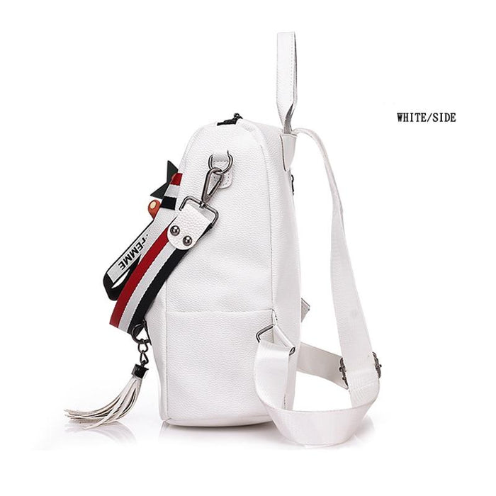 The Retro -  Faux Leather Striped Backpack