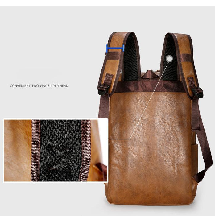 Vegen Leather Travel Laptop Backpack