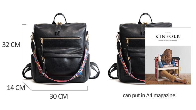Large Faux Leather Travel Backpack Purse